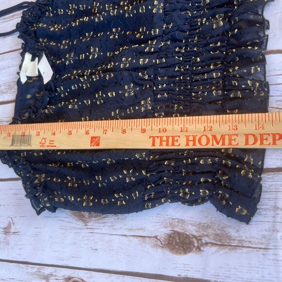 NWT Womens H&M Spaghetti Strap Top Crop Blouse Navy Blue Size 10 EU 40 - Picture 7 of 11